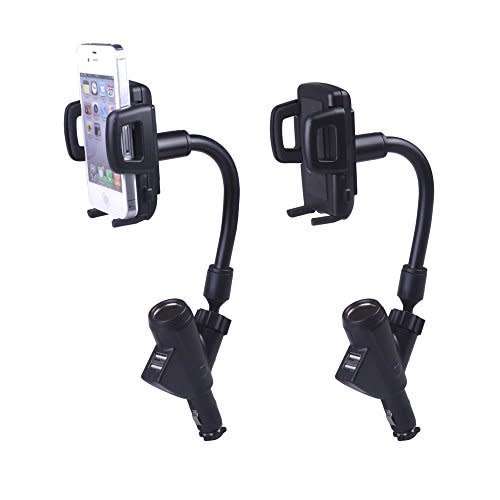 Car Charger Holder with Dual USB port and one Cigarette Lighter
