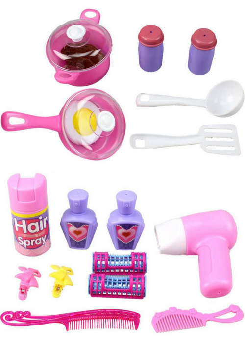 Girl's 26Pcs Kitchen and Dresser 2 in 1 Set