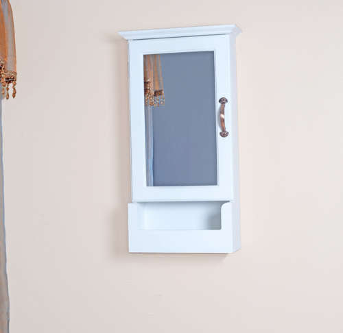 Wall Mounted Wooden Mirrored Jewelry Storage Cabinet