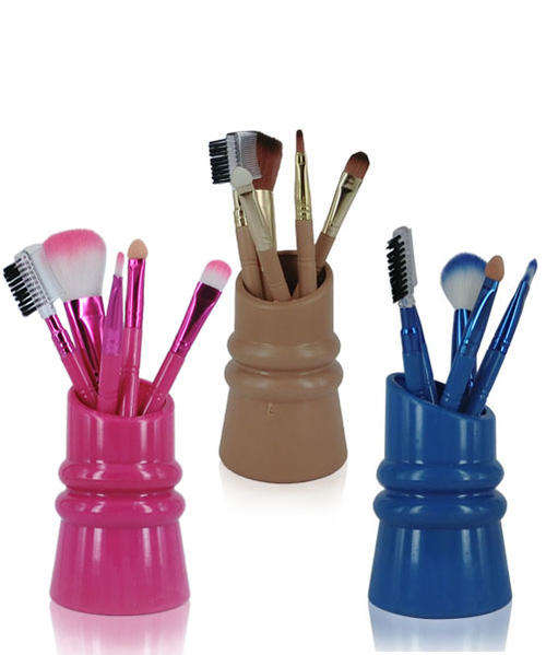 6 piece Makeup Brush Set with Pvc Holder