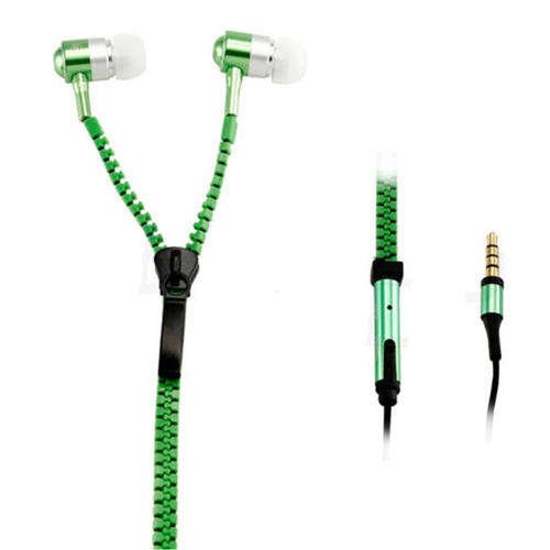 3.5mm Jack Stereo Microphone Tangle-Free Zipper Earphones