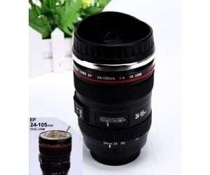 Free Shipping- Camera Lens Cup Coffee Tea Travel Mug Stainless Steel Thermos & Lens Lid