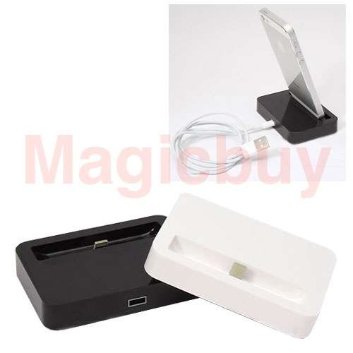 New White Desktop Table Top Charger Cradle Docking Station for Apple iPhone 5 /5S /5C/6