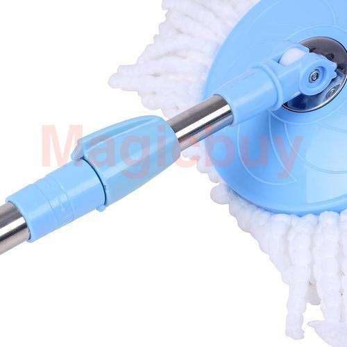 Spin Mop & Bucket System, Deluxe 360 Degree Spin Self-wringing Mop & Spin Dry Bucket with 2 Mop Heads
