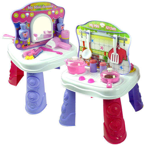 2 IN 1 GIRL'S 26 PCS KITCHEN AND DRESSER SET