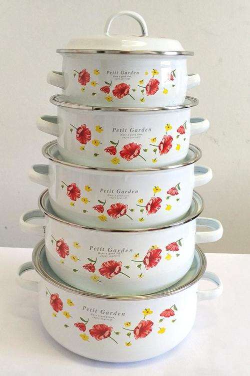 ENAMEL 10 PIECE POT SET -SUPERIOR QUALITY !! BULK SALES AVAILABLE !!