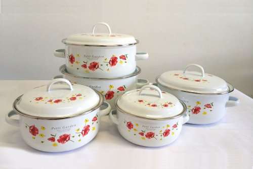 ENAMEL 10 PIECE POT SET -SUPERIOR QUALITY !! BULK SALES AVAILABLE !!