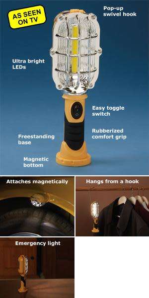 LED 500 LUMENS HANDY "BRITE" WORK LIGHT...THE CORDLESS EASY TO USE ALL PURPOSE LIGHT !!
