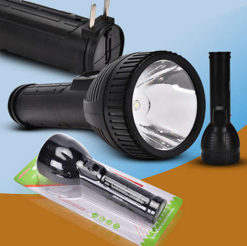 LED-LARGE 200mm - RECHARGEABLE TORCH WITH BUILT IN PLUG - SUPER BRIGHT -150M RANGE  !!