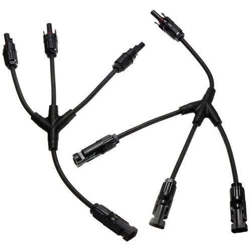 2 x  MC4-Y3 PV CABLE CONNECTORS - 1 INTO 3 MC4 PV CABLE SOLAR BRANCH PANEL CONNECTORS - IP 67