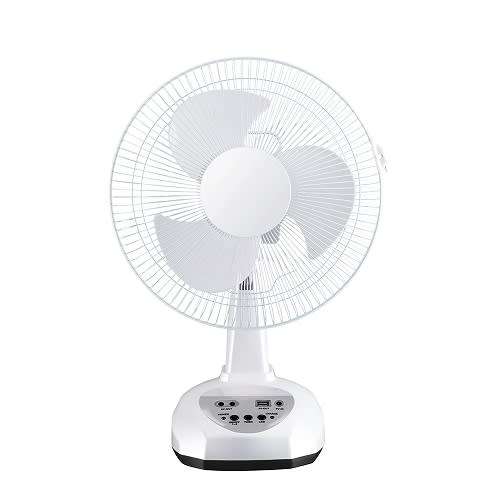30CM SOLAR FAN...RECHARGEABLE INTERNAL BATTERY...AC/DC INPUT...2 LED BULBS & BUILT IN NIGHT LIGHT