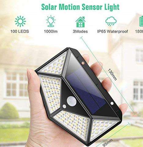 100 LED Solar Wall Lamp / 600 LM / WALKWAY LIGHTS / GARDEN LIGHTS / CAMPING LIGHTS