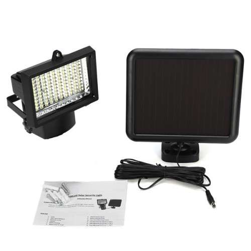 100 LED SOLAR SECURITY LIGHT...SAVE ON ELECTRICITY...DURABLE ALUMINUM LIGHT BODY...SHINES FOR 10hrs