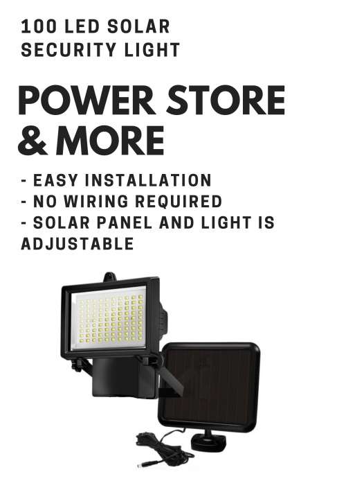 100 LED SOLAR SECURITY LIGHT...SAVE ON ELECTRICITY...DURABLE ALUMINUM LIGHT BODY...SHINES FOR 10hrs