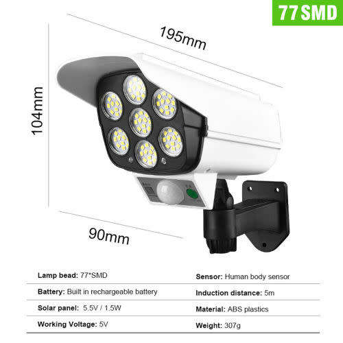 113 LED SOLAR MOTION MONITORING LAMP - PIR MOTION SENSOR-RAIN PROOF-EASY INSTALATION-LOW SHIPPING !