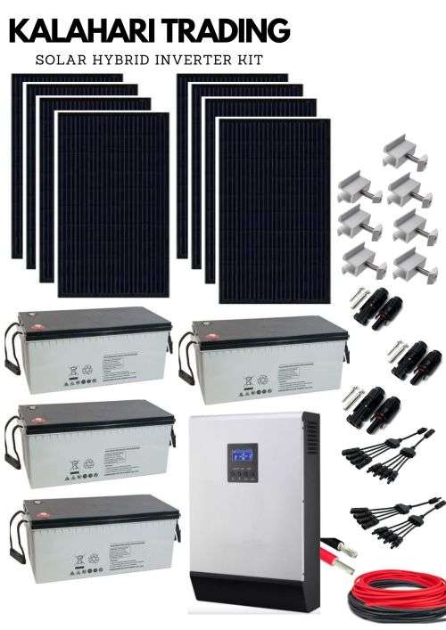 SOLAR-48v 5kva/5000va PURE SINEWAVE HYBRID INVERTER,4X50ah BATTERIES,12 X 100w SOLAR PANELS