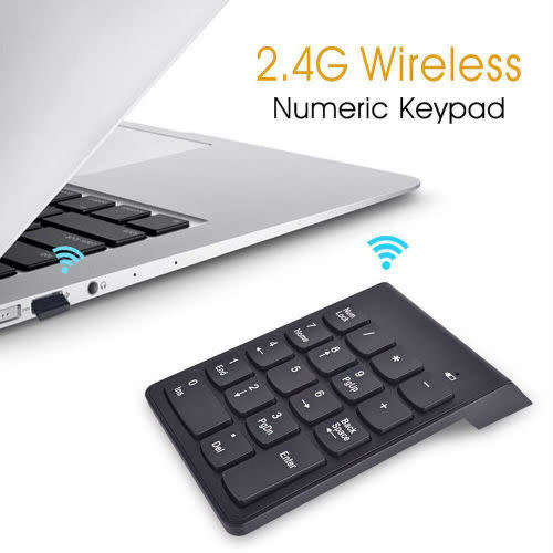 Wireless Numeric Keypad - Cordless Number Keyboard Pad - 18 Keys  - 2.4G - Battery Included