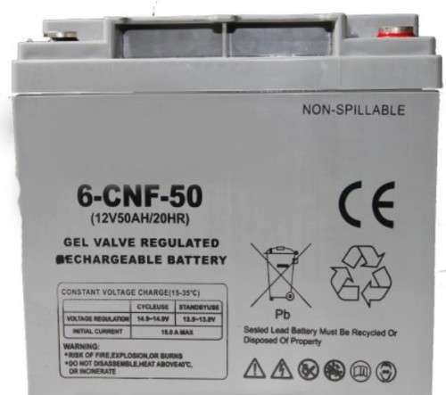 50ah 12v DEEP CYCLE GEL LONG LIFE BATTERY-IDEAL FOR SOLAR and STANDBY POWER-VALVE REGULATED