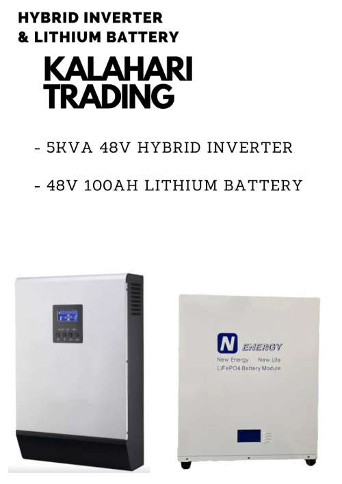 5kva/5000va 48v Hybrid Inverter + 48v Easy Mount EJC Lithium Battery