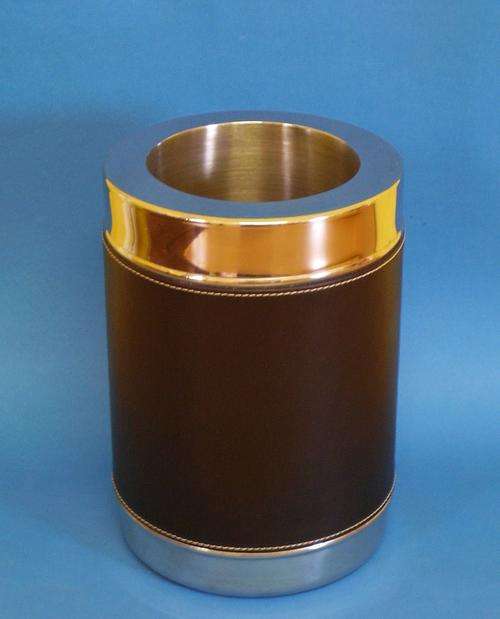 Chrome and Leather Double-walled Wine Cooler