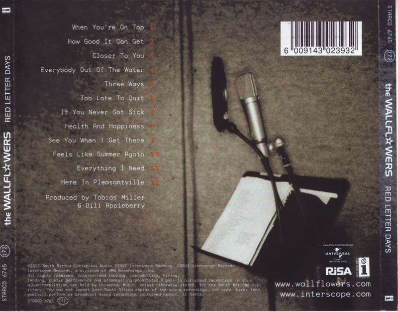 THE WALLFLOWERS - Red letter days (CD)  STARCD 6765 EX