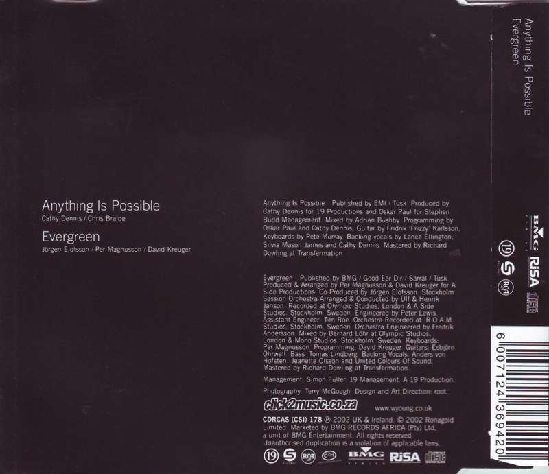WILL YOUNG - Anything is possible / Evergreen (CD single) CDRCAS (CSI) 178 NM