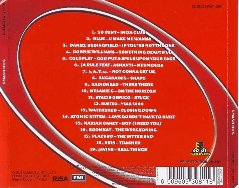 SMASH HITS - 19 original artists (CD) CDEMCJ (WF) 6091 EX