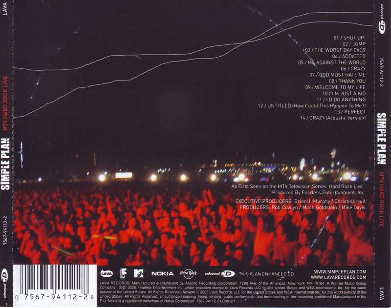SIMPLE PLAN - MTV hard rock live (CD) 7567-94112-2 NM