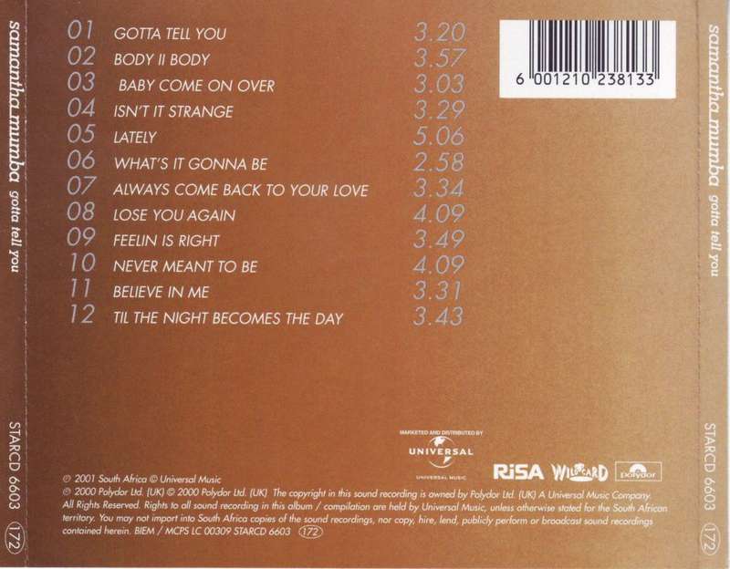 SAMANTHA MUMBA - Gotta tell you (CD) STARCD 6603 NM