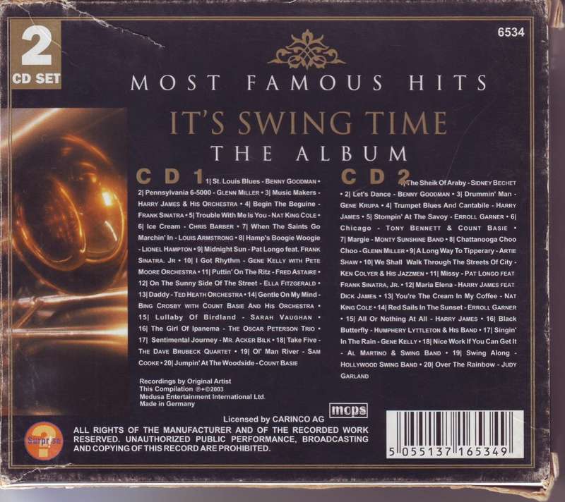 MOST FAMOUS HITS - It`s swing time (2CD box holding CDs a bit worn) NM (R25 SALE)