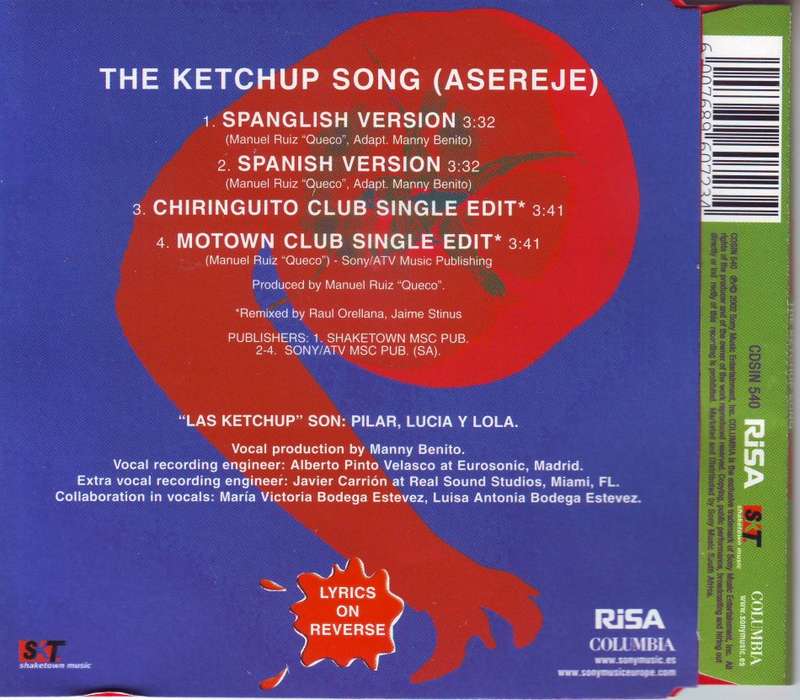 LAS KETCHUP - The ketchup song (asereje) (CD single) CDSIN 540 NM-