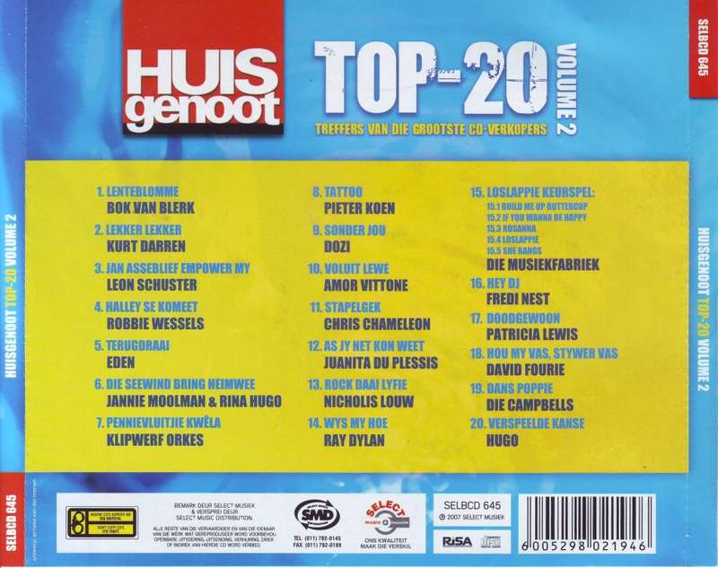 HUISGENOOT TOP 20 VOL.2 - Compilation (CD) SELBCD 645 EX (R25 SALE)