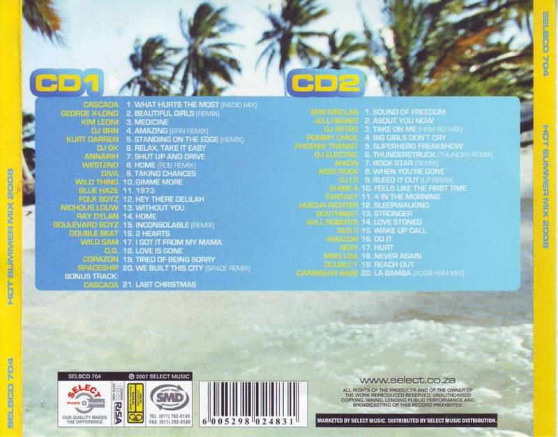 HOT SUMMER MIX 2008 - Compilation (double CD) SELBCD 704 EX  (R25 SALE)
