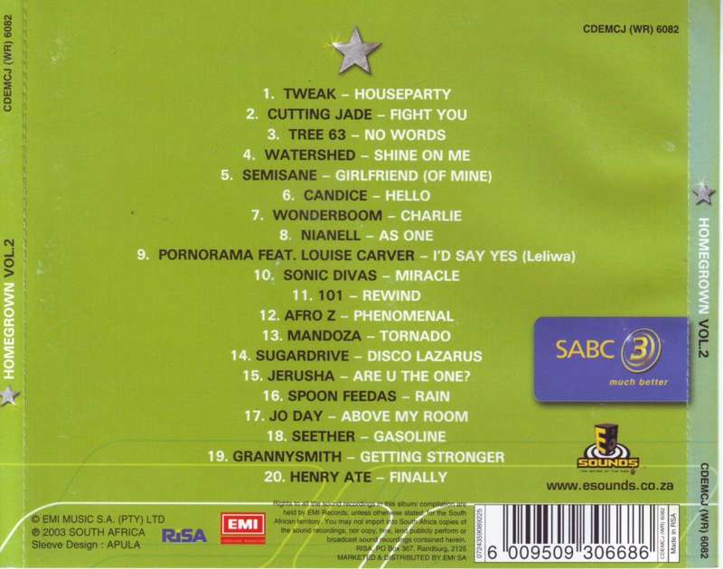 HOMEGROWN VOL. 2 - Compilation CDEMCJ (WR) 6082   (FREE BULK SHIPPING)