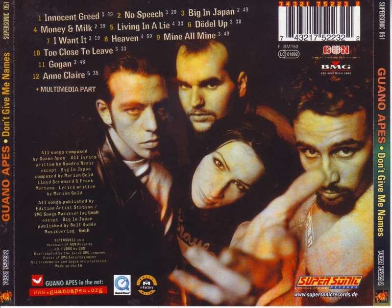 GUANO APES - Don`t give me names (CD) 74321 75223 2 NM