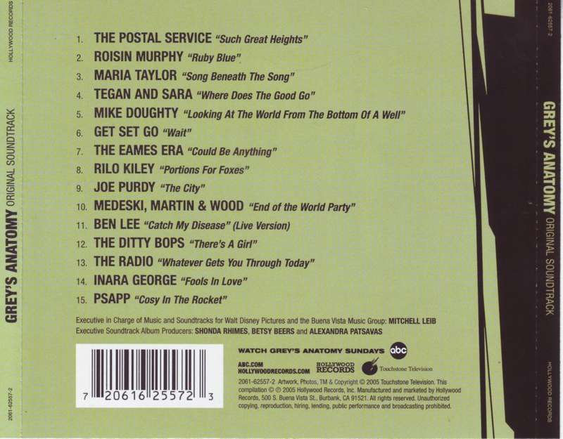 GREY`S ANATOMY - Soundtrack (CD) 2061-62557-2 NM