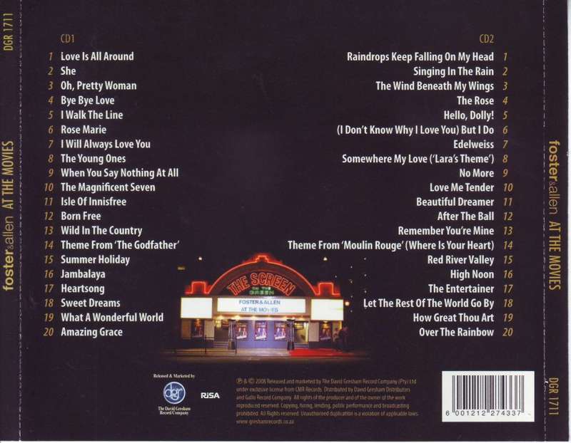 FOSTER and ALLEN - At the movies (double CD) DGR 1711 BN EX
