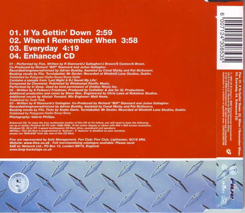 FIVE - If ya getting` down (CD single) CDRCAS (WS) 169 EX