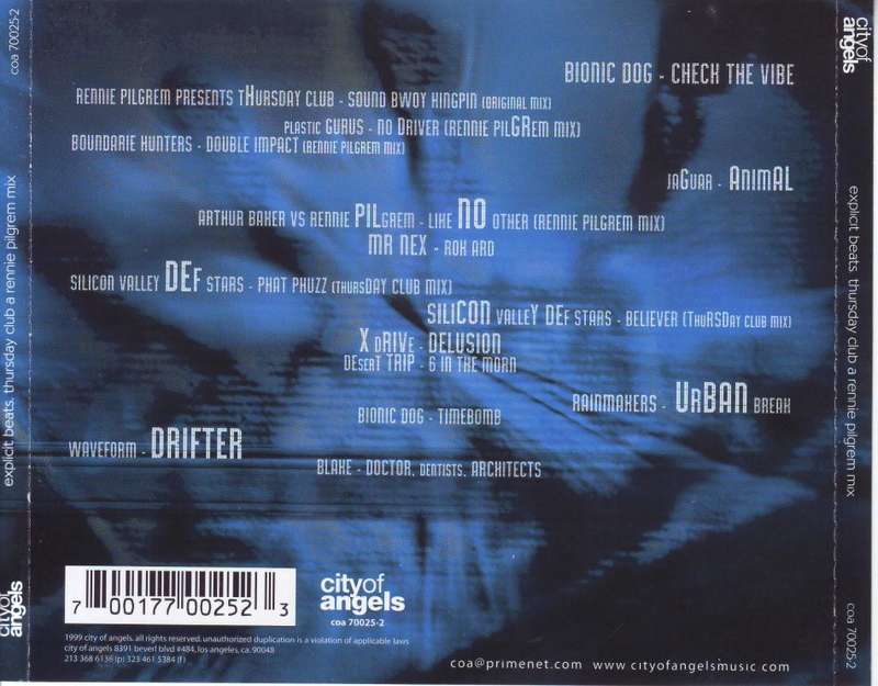 EXPLICIT BEATS - Thursday club: a Rennie Pilgrem mix (CD)  coa 70025-2 NM