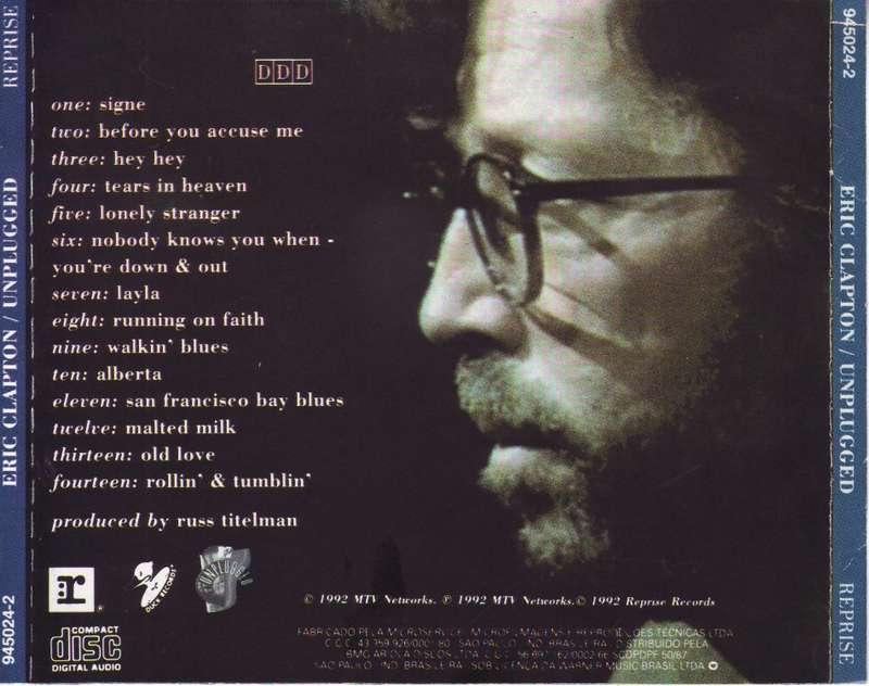 ERIC CLAPTON - Unplugged (CD) (Made in Brazil) 945024-2 EX