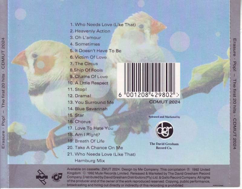 ERASURE - Pop! - the first 20 hits (CD) CDMUT 2024 (FREE BULK SHIPPING)