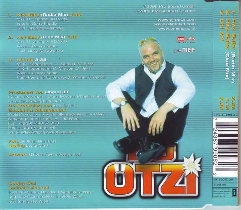DJ OTZI - Hey baby (CD single) CDOTZI 001 EX