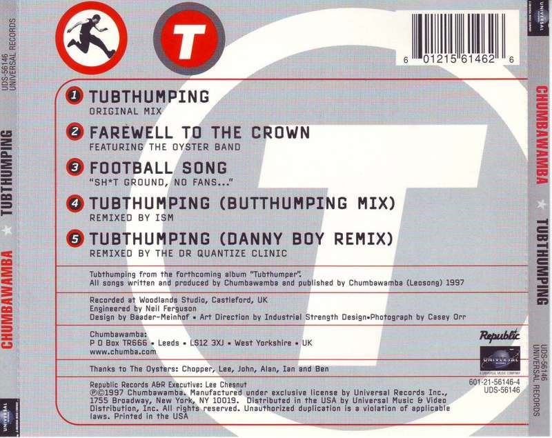 CHUMBAWAMBA - Tubthumping (5 track CD single) UDS-56146 NM-