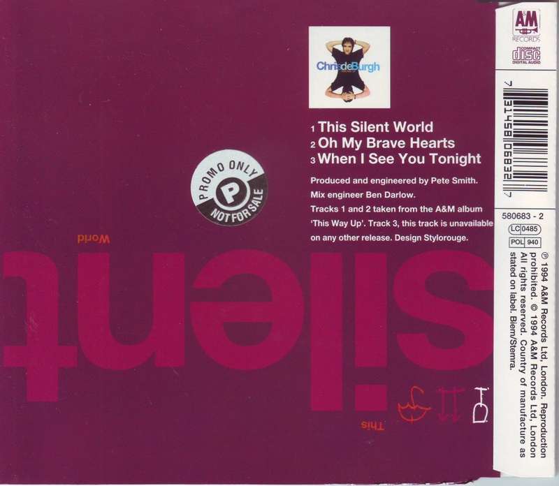 CHRIS DE BURGH - This silent world (promo CD single) 580683-2 (FREE BULK SHIPPING)