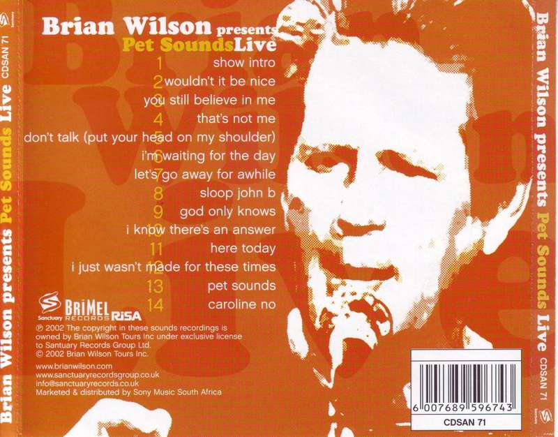 BRIAN WILSON - Presents pet sounds live CDSAN 71 NM