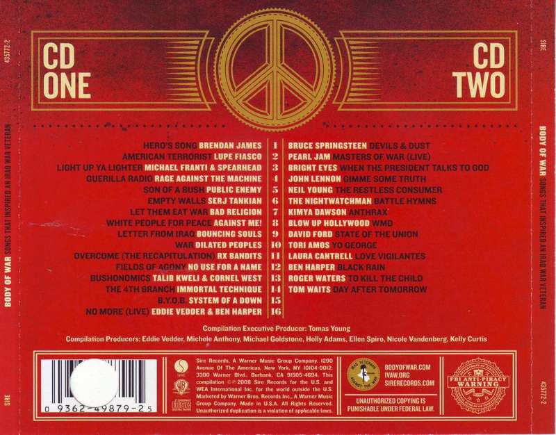 BODY OF WAR - Songs that inspired an Iraq war veteran (double CD) 435772-2 NM