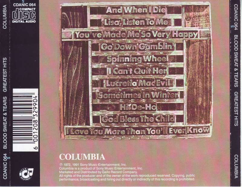 BLOOD SWEAT & TEARS - Greatest hits (CD) CDANIC 064 NM-