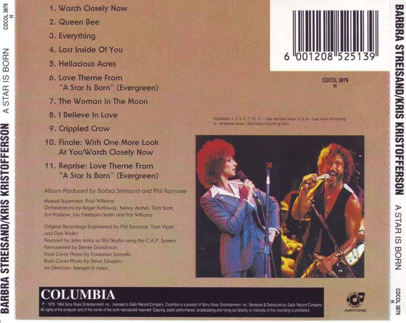 BARBRA STREISAND & KRIS KRISTOFFERSON - A star is born CDCOL 3879 H NM