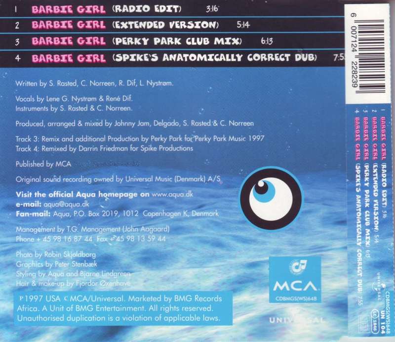 AQUA - Barbie girl (CD single)   (FREE BULK SHIPPING)
