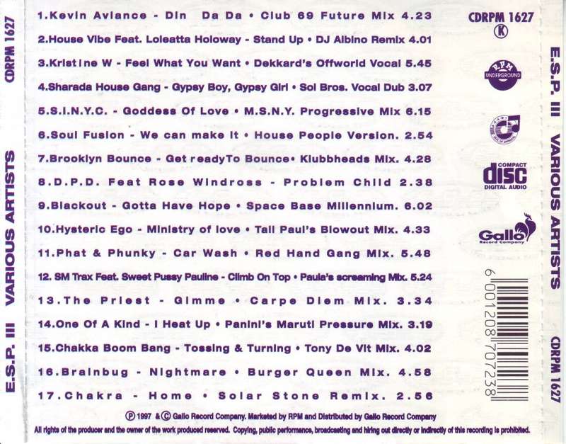 E.S.P FOR SUPERIOR RAVING - Volume iii (CD) CDRPM 1627 NM